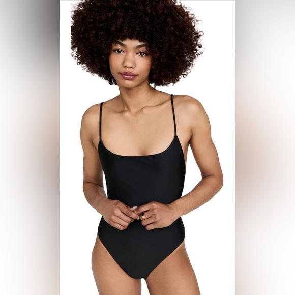 Madewell Second Wave Spaghetti Strap One Piece Swimsuit MD326 Black XL - Picture 1 of 7